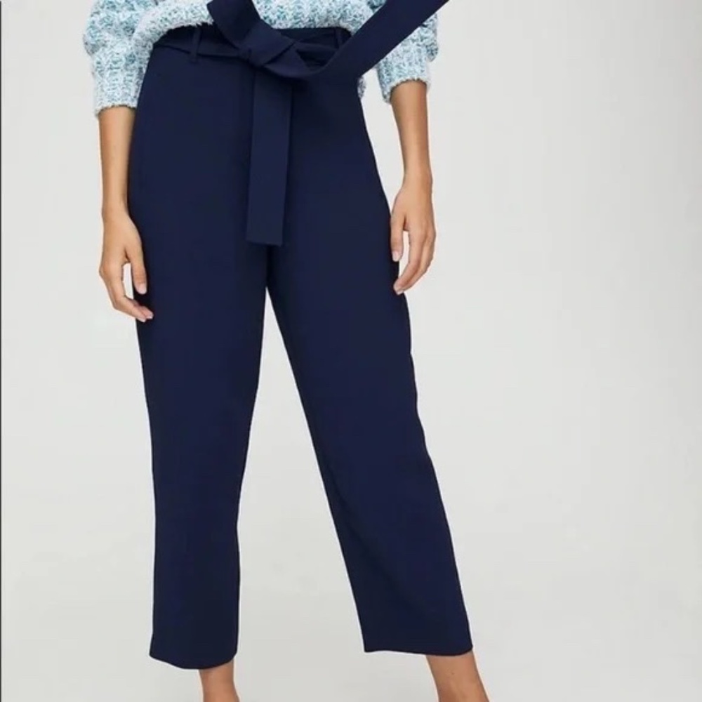 Aritzia Wilfred Academia Tie Waist Trousers in Navy Woman's Size 6
